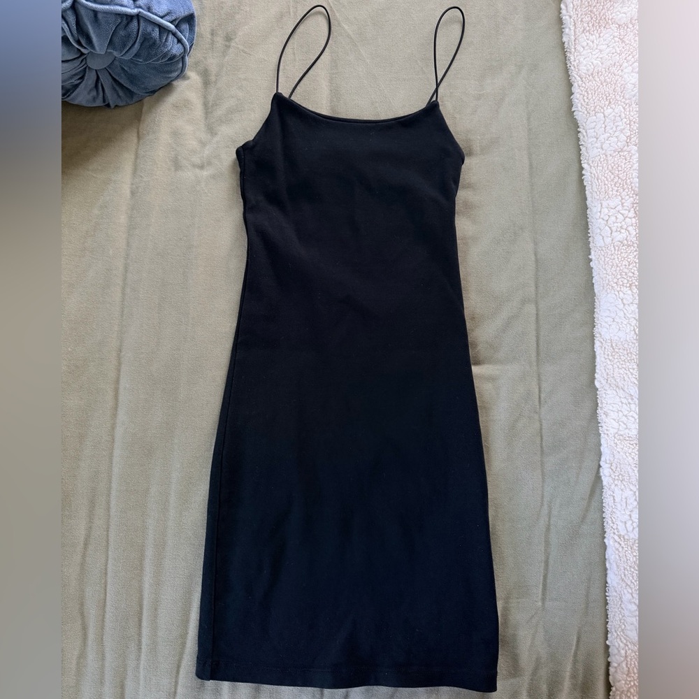 Zara Black Midi Dress with Spaghetti Straps